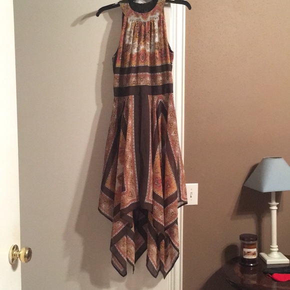 SCARF-HEM HALTER DRESS SIZE 0 - Picture 5 of 7